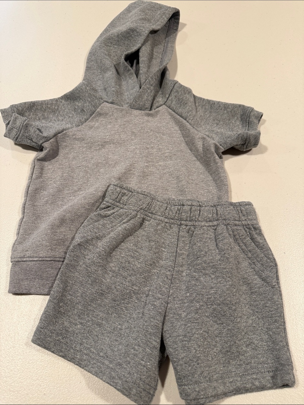 Carter's Solid Gray Hoodie & Shorts Set